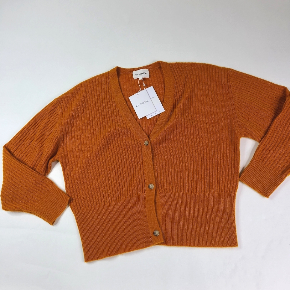 W.Awake 100% Cashmere Orange Floria Cardigan Sweater